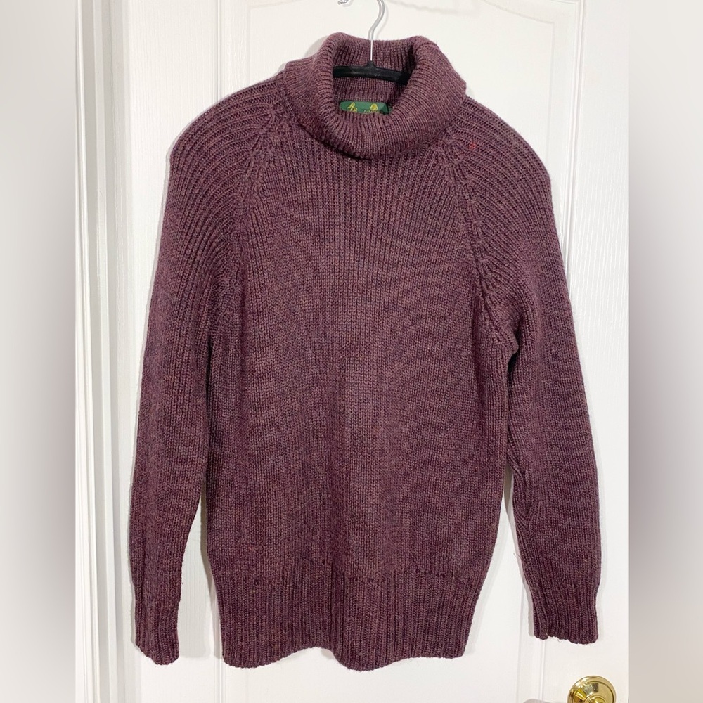 90s Handcraft Pure New Wool Turtleneck Sweater Vintage UK MADE Purple Size Large